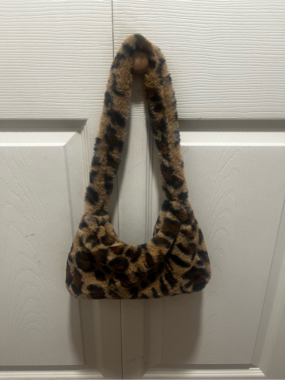 SHEIN Leopard Print Faux Fur Mini Shoulder Bag - Brown & Black